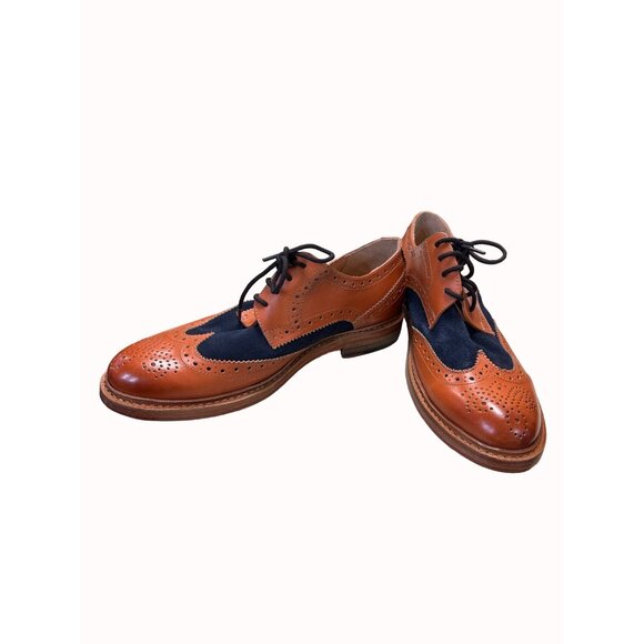 Paul Malone Palm beach Bradford men’s brown navy blue Oxford shoes 10 SKu 5302 - Picture 3 of 12